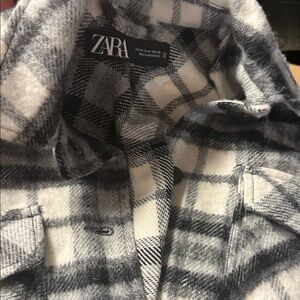 Zara Monochrome Checkered Flannel Shirt